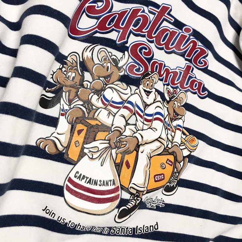 Vintage captain santa stripe hoodie