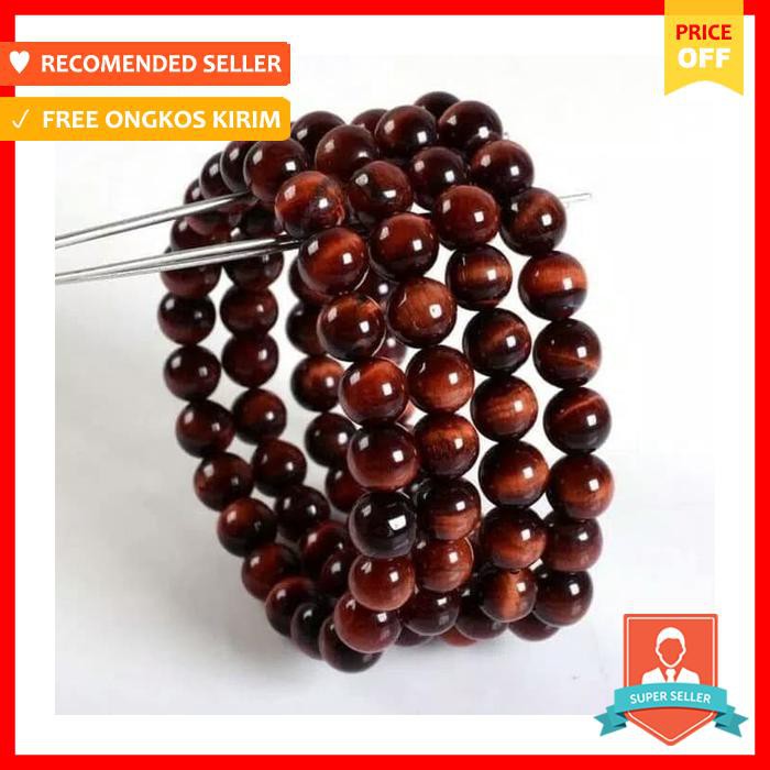 GELANG BATU NATURAL RED TIGER EYE 10MM SUPER