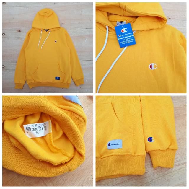 supreme x champion hoodie yellow