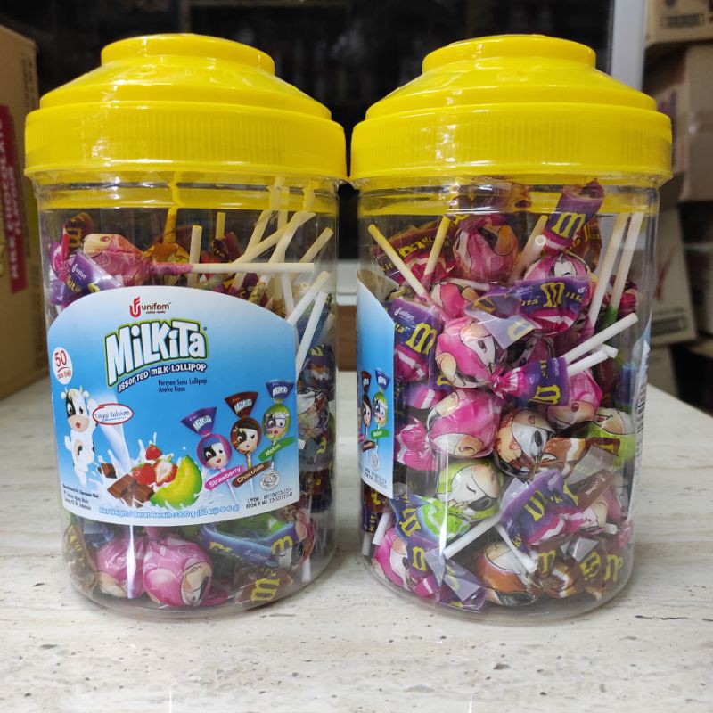 Jual Permen Milkita Lollipop Toples 1 Toples Isi 50 Pcs Shopee 