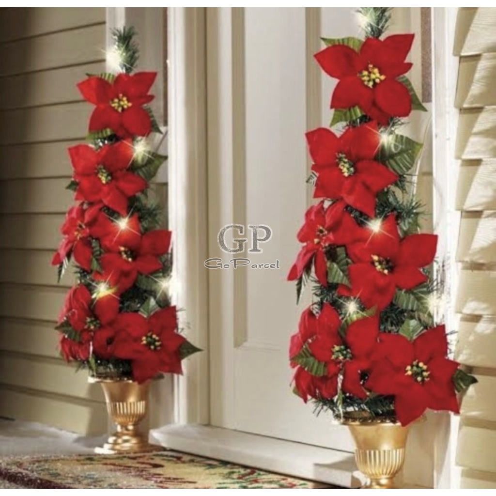 ARTIFICIAL FLOWER - POINSETTIA - BUNGA PLASTIK PALSU BUATAN / DEKORASI RUMAH / BUNGA NATAL KATSUBA / DECORATION