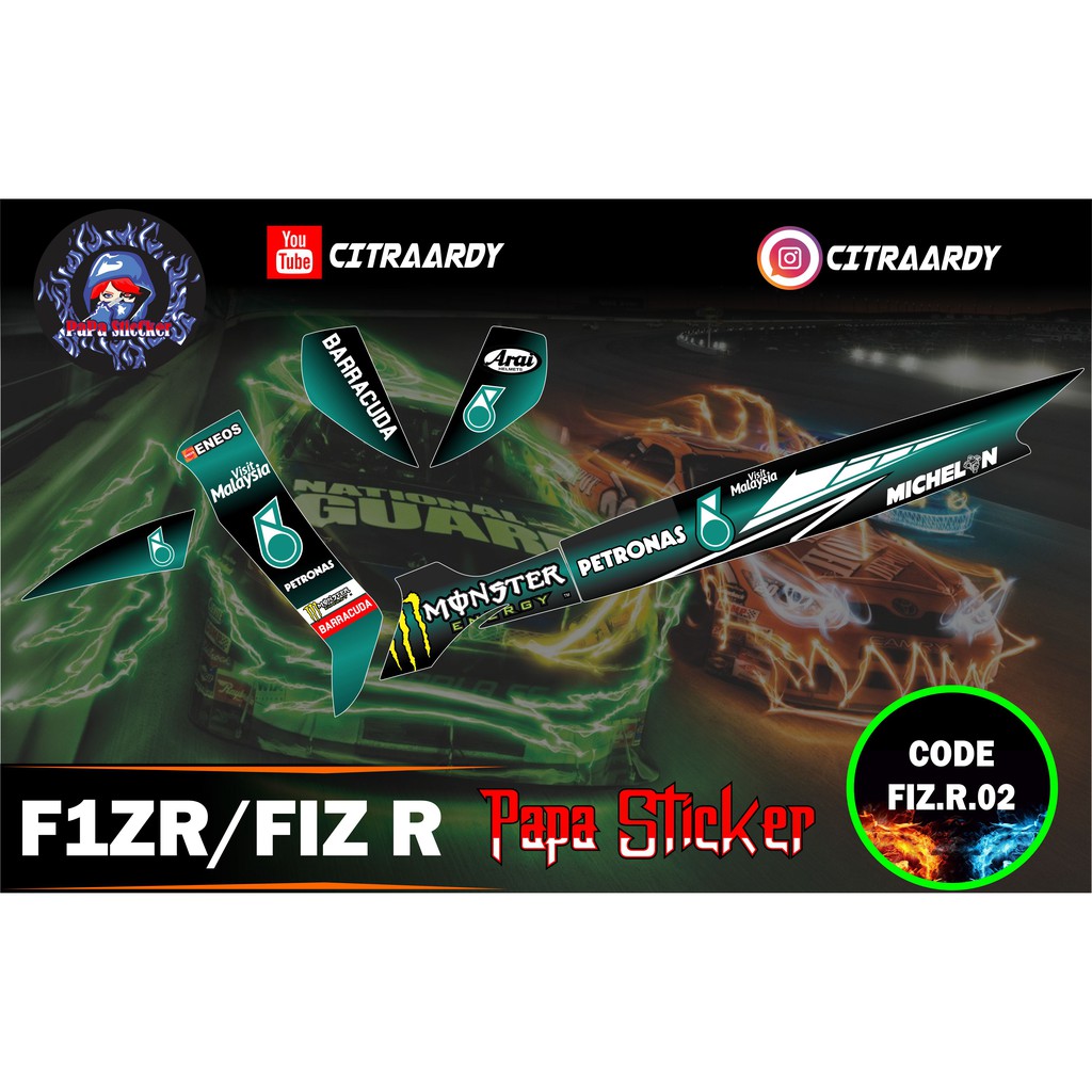 STRIPING VARIASI FIZ R PETRONAS - Sticker Striping Variasi List YAMAHA FIZ R PETRONAS 02