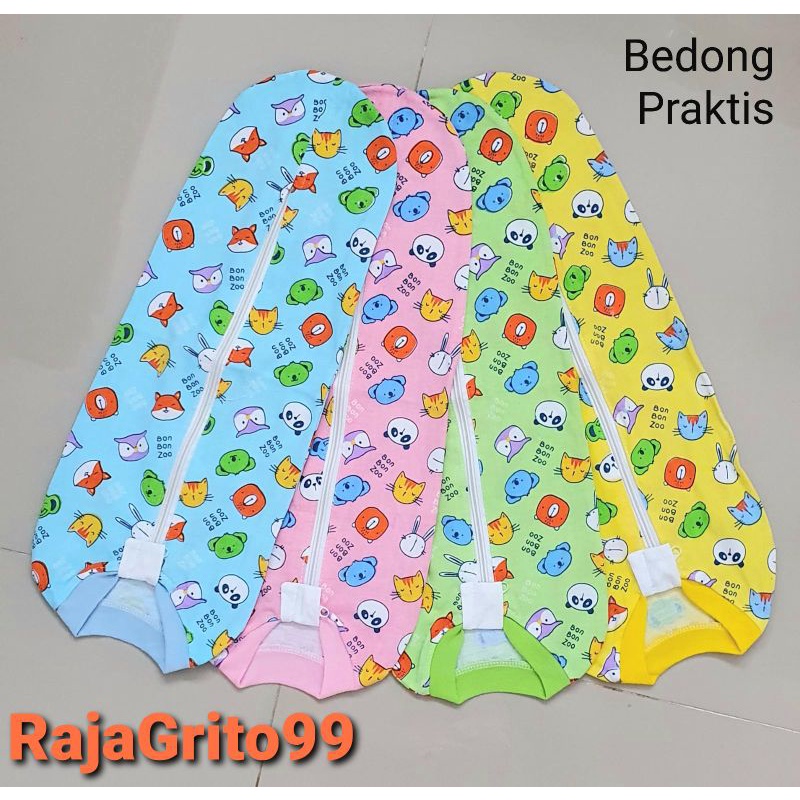 Bedong instan resleting bahan cotton warna motif mix terbaru / Grosir bedong praktis full print