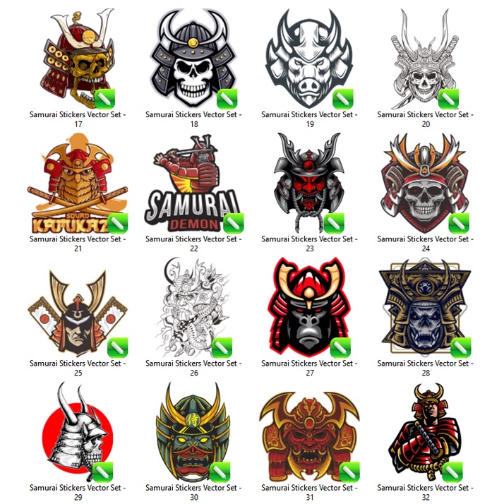 Samurai Stickers Set Vector For CorelDraw