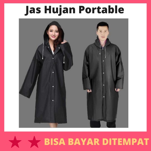 Jas Hujan Portable Raincoat Poncho with Hood / Jas Mantel Ujan Hujan Pria Wanita Cewe Cewek Cowo Cow