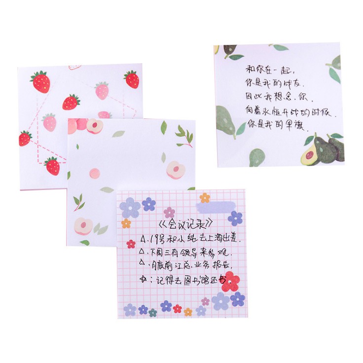 Notes Tempel Sticky Notes Unicorn / Memo Mini Gambar Bunga &amp; Buah / Memo Tempel Kartun Babi Piggy