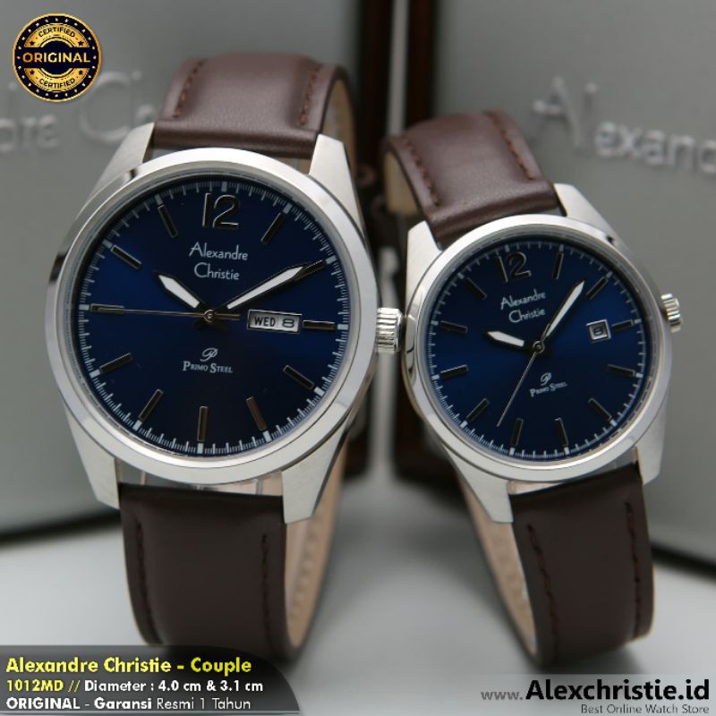 New 2021 - Jam Alexander Christie Couple AC 1012MD Silver Blue Brow Original - Simpel, Rapih, Elegan