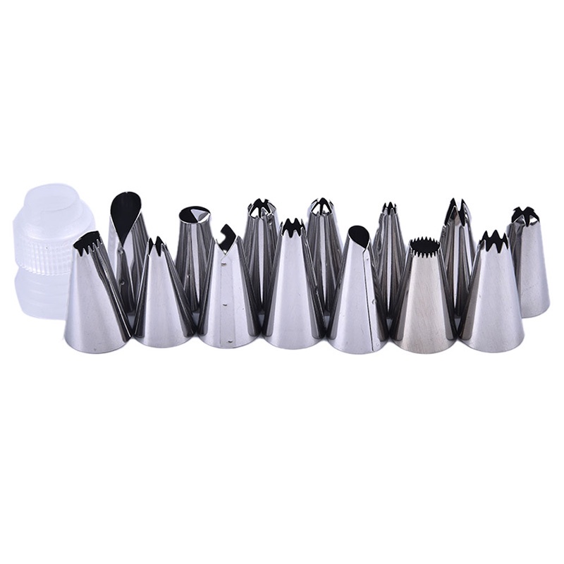 16pcs Nozzle Tas Kue Bahan Silikon Stainless Steel Untuk Aksesoris Dapur