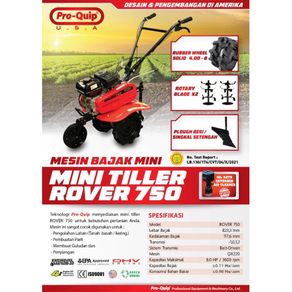 Mini Tiller Traktor Mini Proquip Rover 800