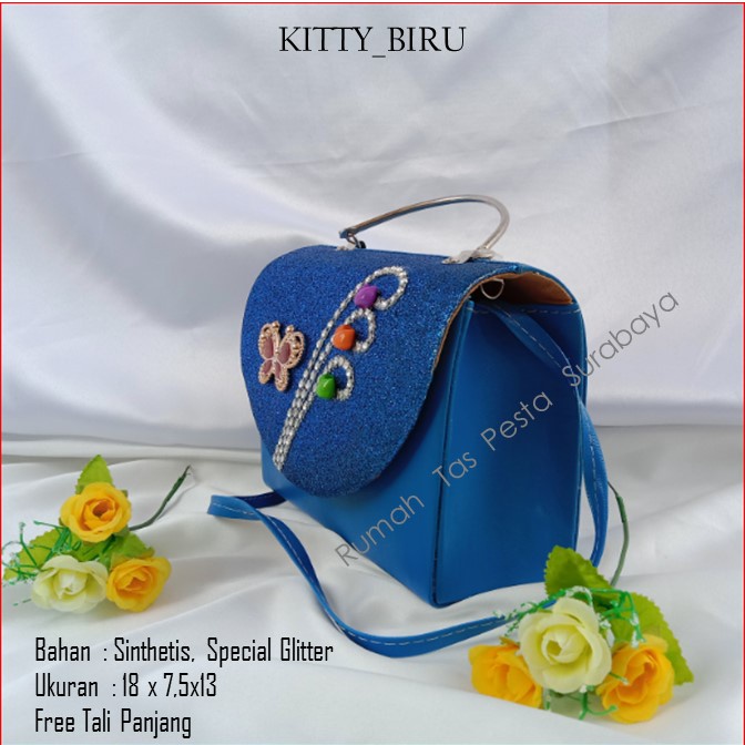 Tas Unik,Tas Elegan ,Tas Slempang,KITTY_BIRU