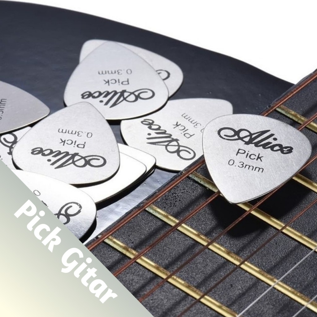3 Pcs Pick Alice Stainless Steel 0.3 mm Tipis Pik Gitar Original Guitar Pick USA