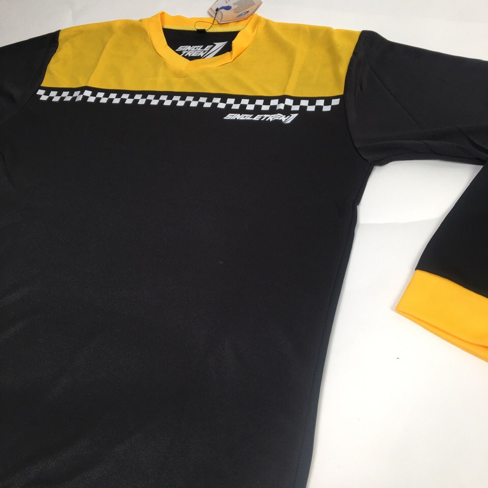 Jersey Sepeda Singletrek1 Tron Series bahan oktagon JPTR 03Blackyellow