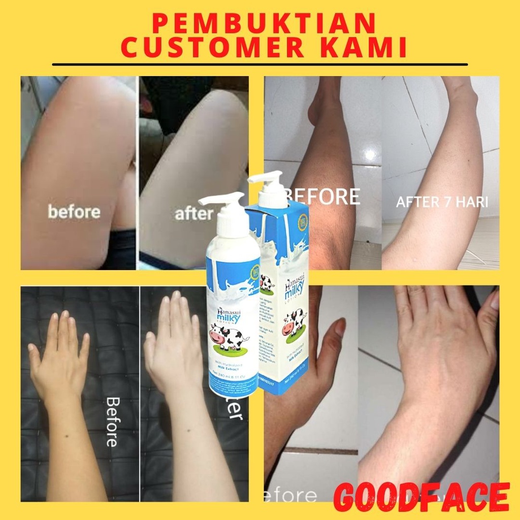 LOTION HANASUI GLUTA MILKY BPOM NEW PEMUTIH BADAN PERMANEN PERAWATAN TUBUH