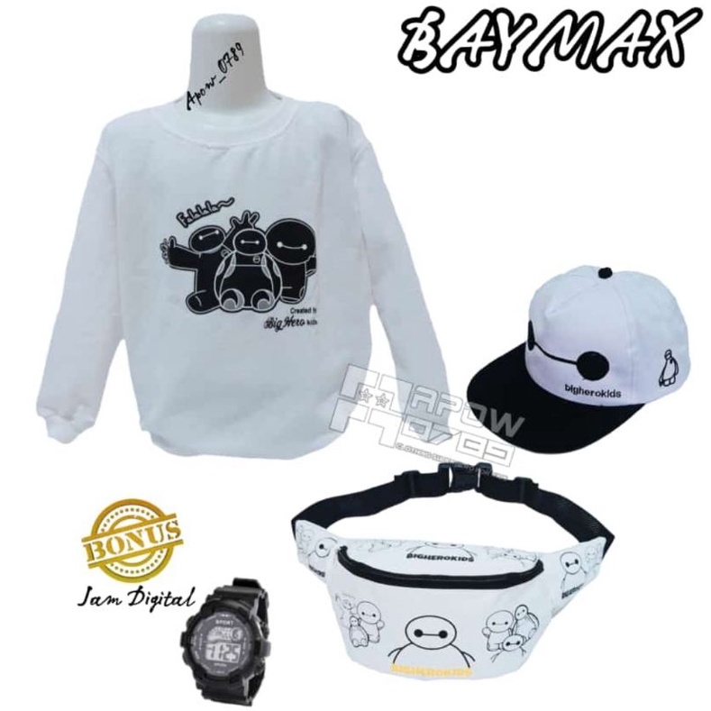 PDF paket 4in1 sweater anak tas selempang anak topi anak GRATIS jam crewneck anak switer hoodie anak