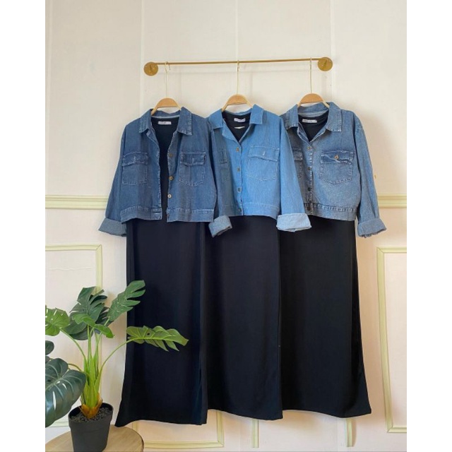 killa maxi, dress jeans import, gamis knit big size, casual dress, gamis jeans murah, maxi denim