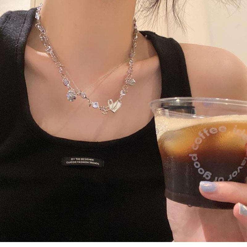 Kalung Rumbai Double Layer Bentuk Hati Untuk Wanita