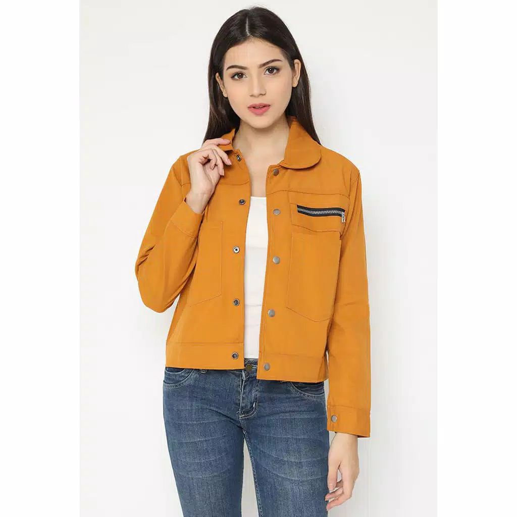 Jaket Kemeja Cewek Crop / Jaket Casual Wanita / Jaket Semi Parka