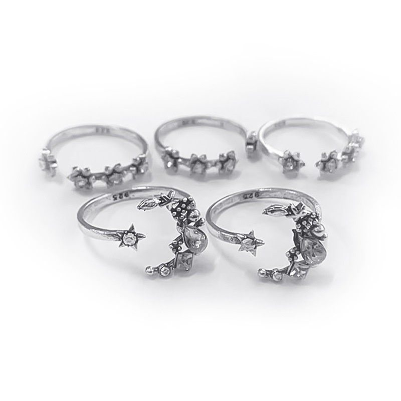 Set Cincin Berlian Bahan Stainless Gaya Bohemian Untuk Wanita