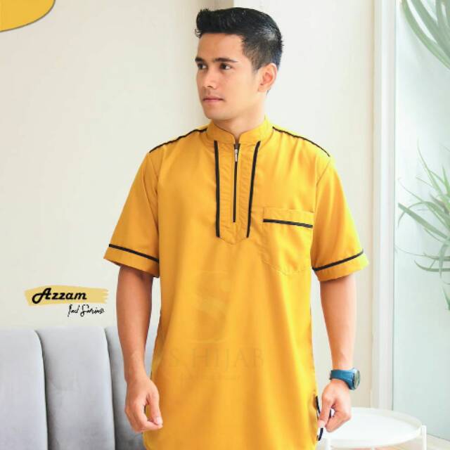 Koko azzam mustard lengan pendek