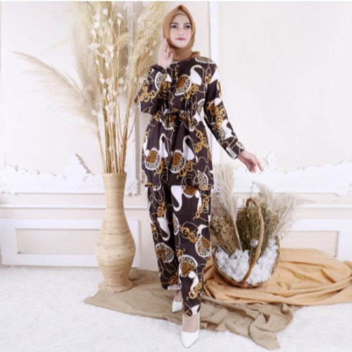 Baju Setelan Wanita Remaja Kekinian Terbaru Model Elegant Setelan Mewah Bahan Rayon Busui Ukuran XL