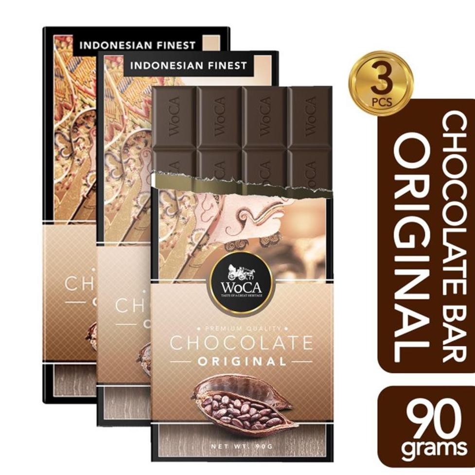 

02.02 Product HOT WoCA Premium Chocolate 3 x 90g Bars -- Cokelat Batang Rasa Original