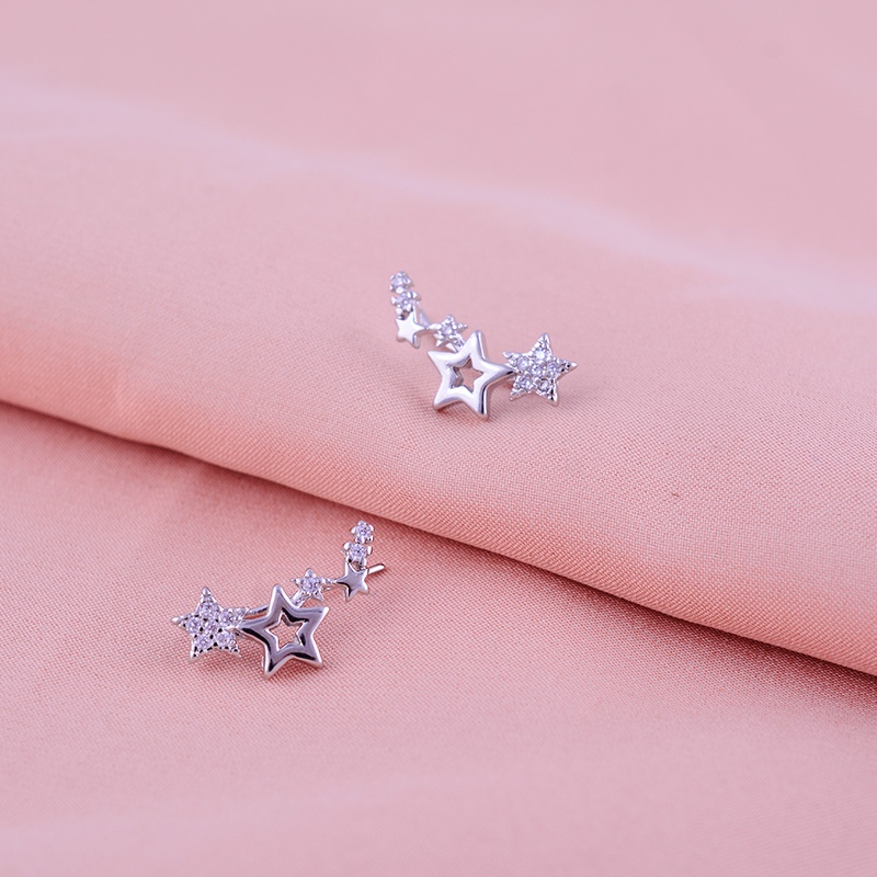 Anting Stud Bentuk Bintang Warna Silver Untuk Wanita