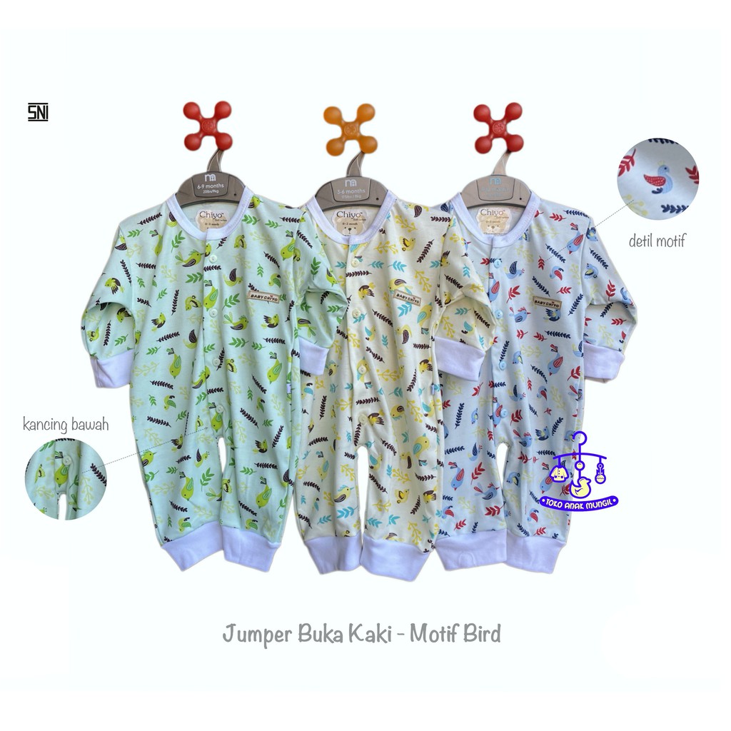  CHIYO  Jumper Panjang Baju  Kodok Bayi  Buka Kaki Motif 
