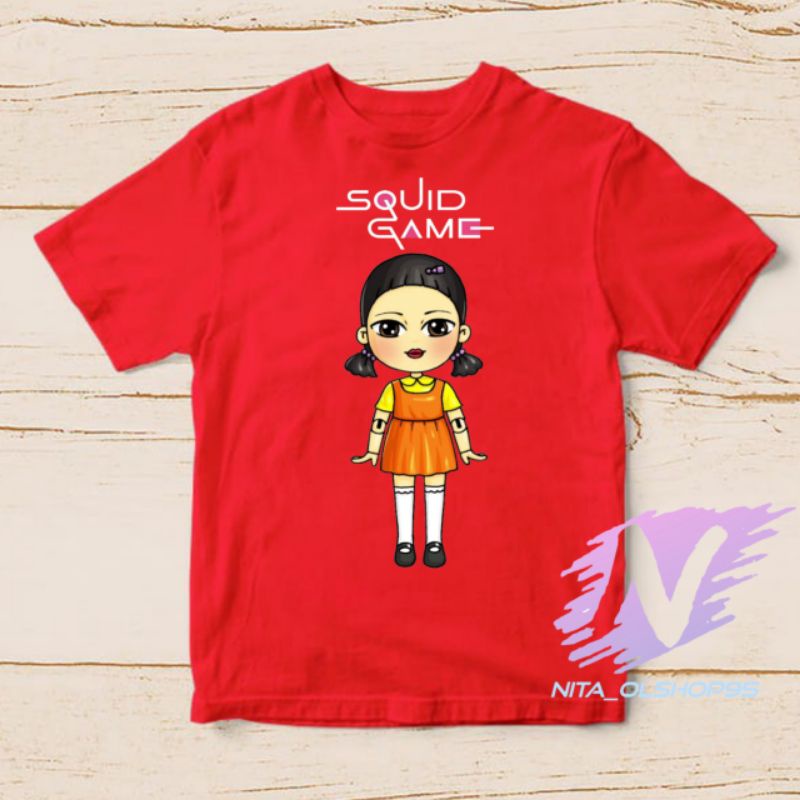 kaos squid game boneka squid game karakter baju anak