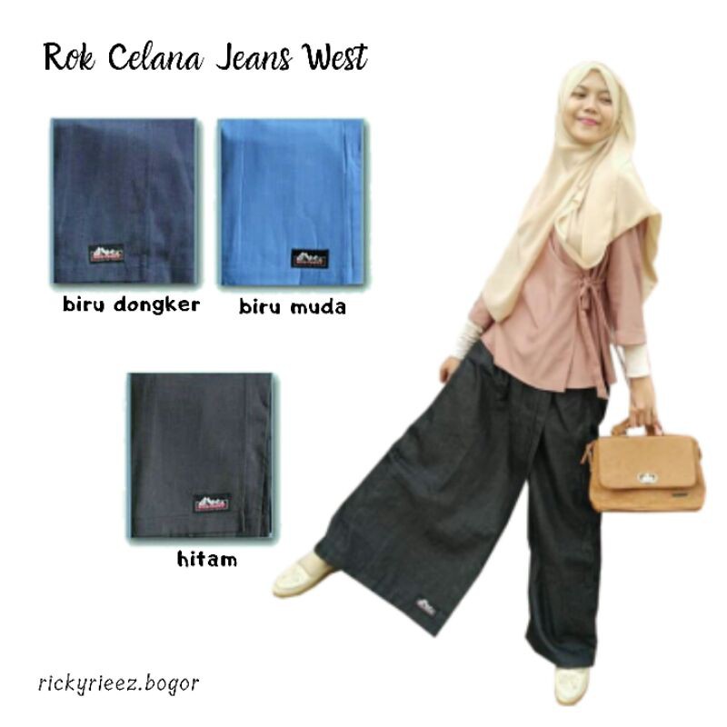 Rok Celana Jeans West Denim Muslimah Rickyrieez - Rok Celana Outdoor Hiking Denim Wanita Muslimah
