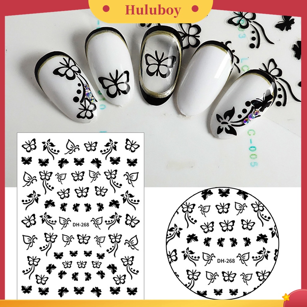 Huluboy Huluboy♡ Stiker Kuku Motif Kupu-Kupu Hollow Untuk Nail Art Wanita