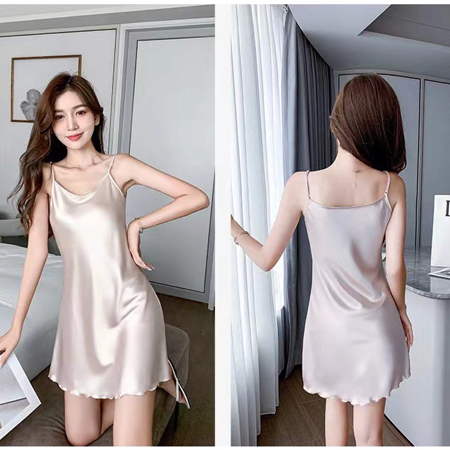 Baju Tidur Sexy Wanita Sexy Lingerie Dress Satin Silk Sleepwear Lingerie 7001