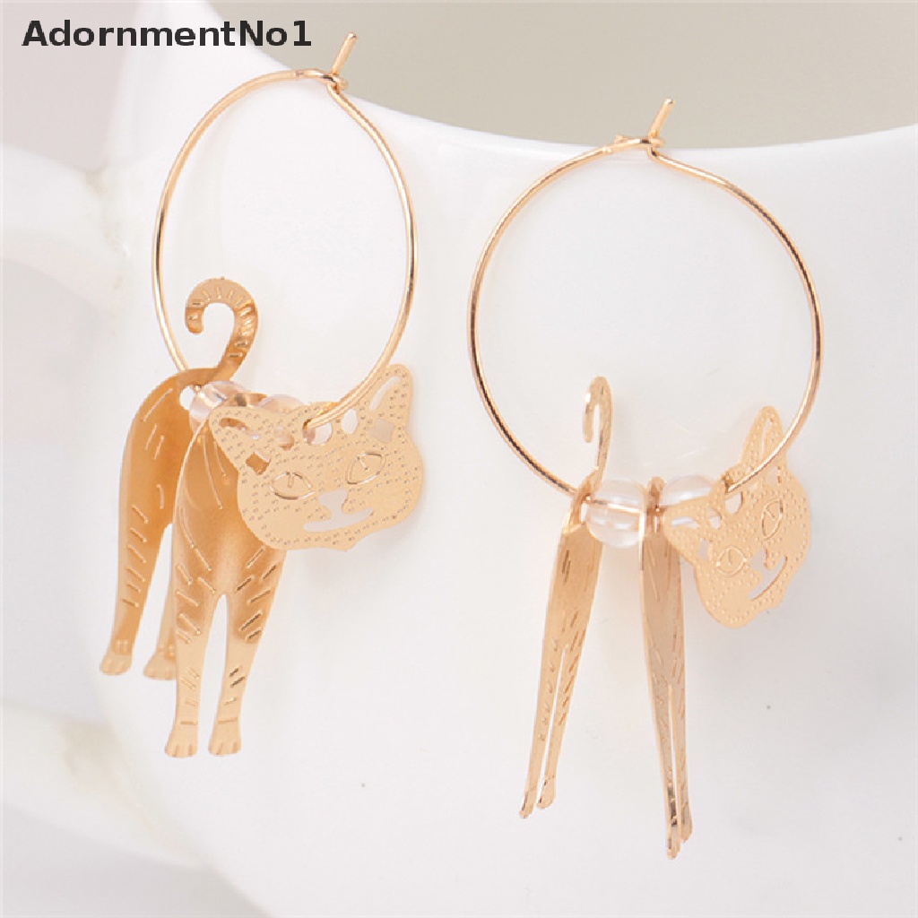 (AdornmentNo1) Anting Gantung Panjang Kait Motif Kucing Aksen Mutiara + Hollow Untuk Perhiasan Wanita