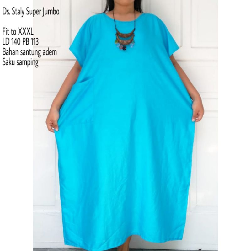 DASTER STALY JUMBO MURAH XXL LD140 RAYON DASTER STALY POLOS SUPER JUMBO BAJU TIDUR BIG SIZE DRRSS