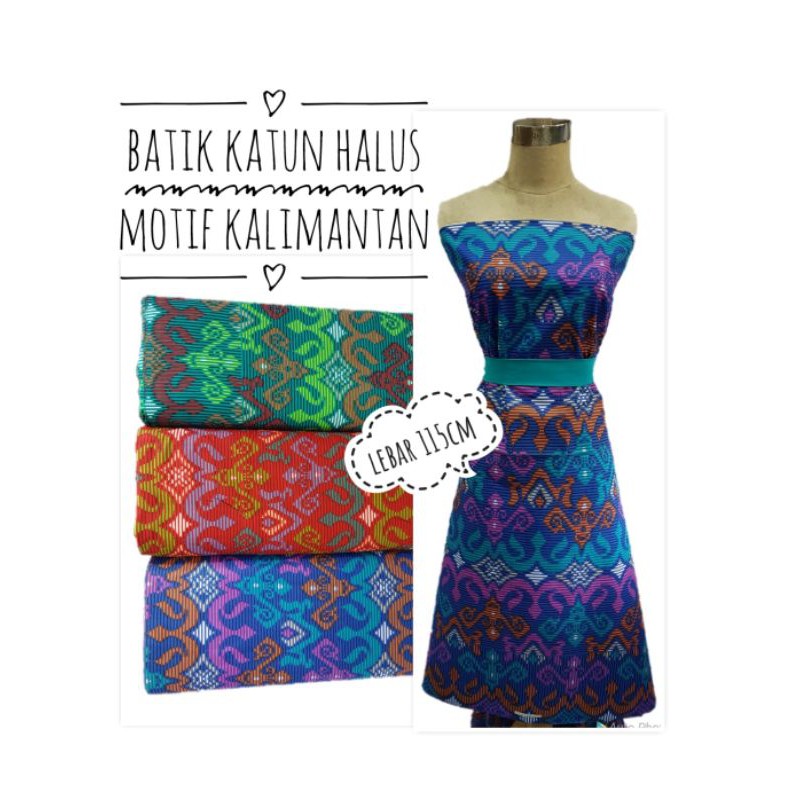 Bahan Kain batik katun halus motif kalimantan / batik kebaya murah meteran