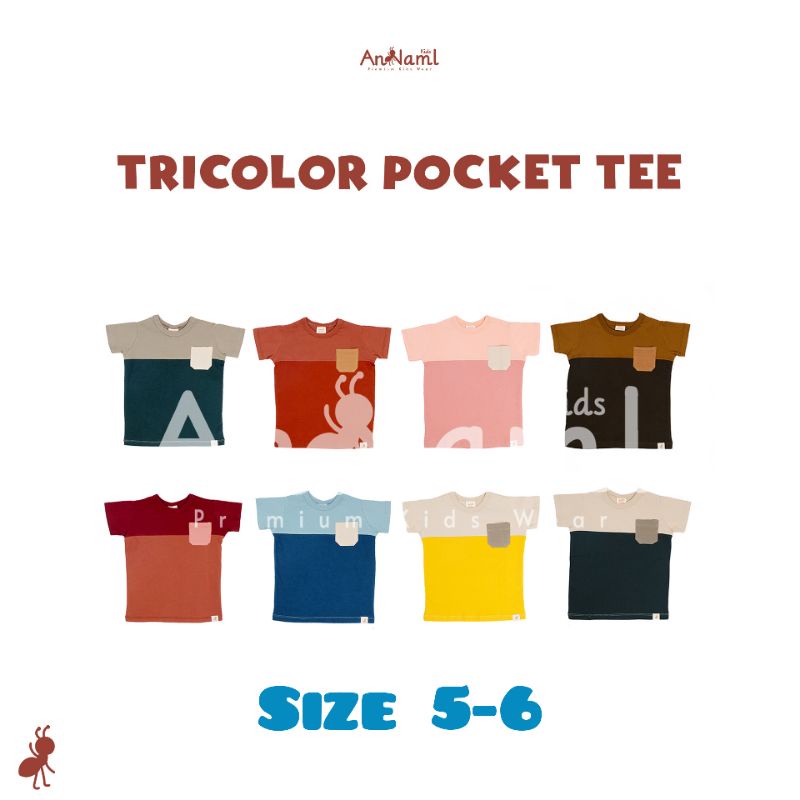 (30) Tricolor Pocket Tee An-Naml Kids Size 5, 6, 8, 10 & 12 (Katalog 1) Atelier Angelina Atlantic - 