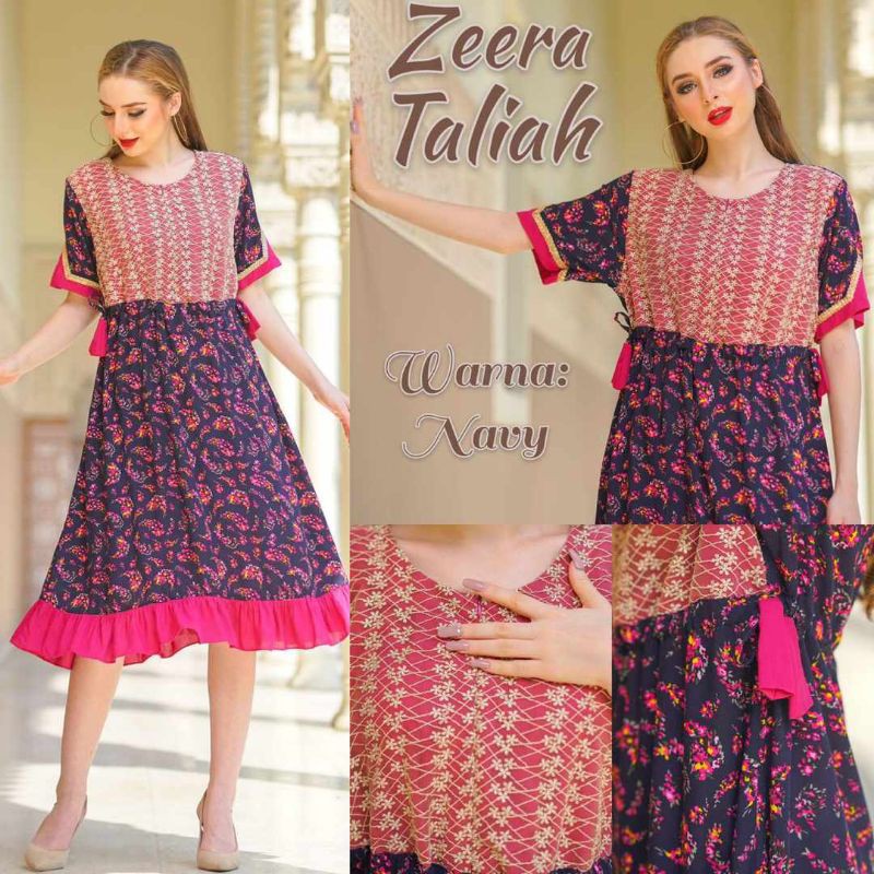 Daster arab ZEERA TALIAH Dress Rayon Midi Tunik Tile Organza