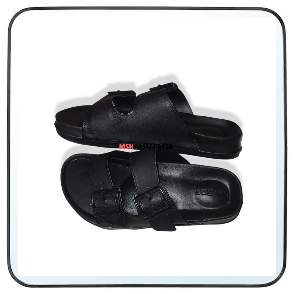 Sandal selop pria model gesper tali 2 merk kinbos ukuran 39-44  warna husus hitam