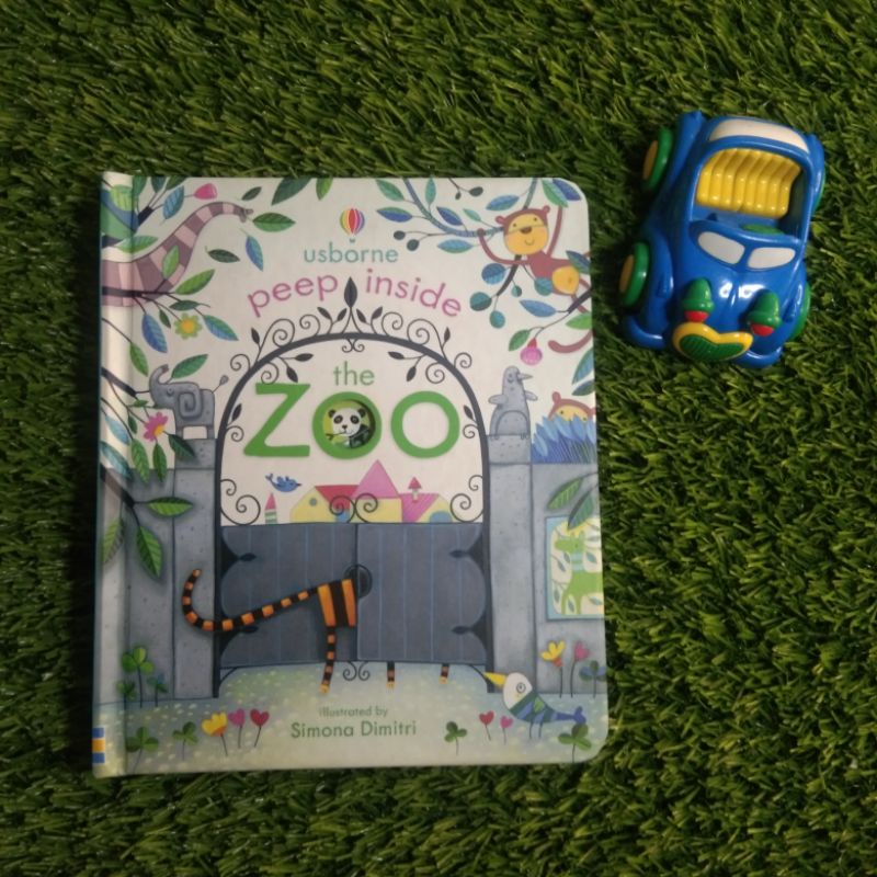 Buku anak boardbook preloved second bekas Usborne Peep Inside THE ZOO