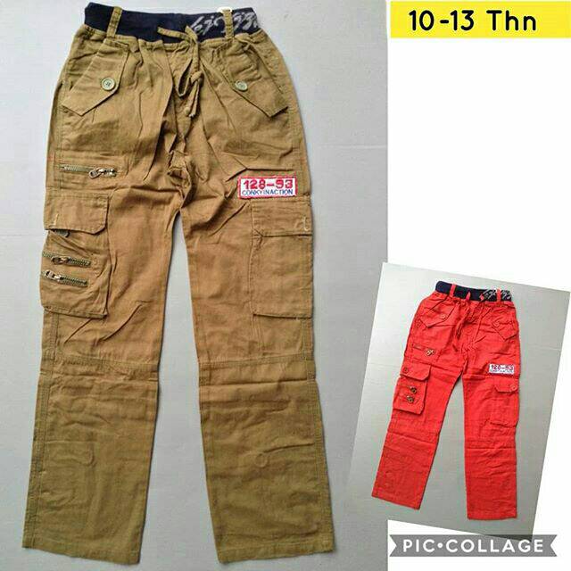 Celana PDL 10 12 13 tahun (Army & Merah)