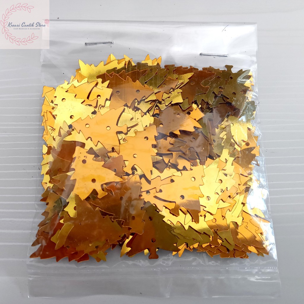 Manik-Manik / Payet Motif / Ramboci Motif / DIY / Payet Motif Pohon Warna - Gold