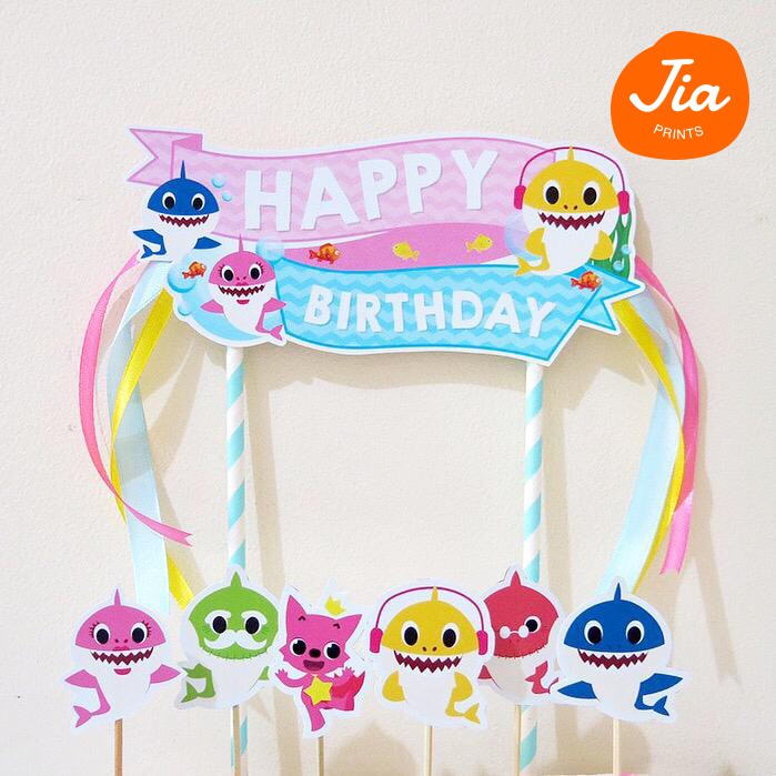 Baby Shark +NAMA Cake Topper / Hiasan Kue
