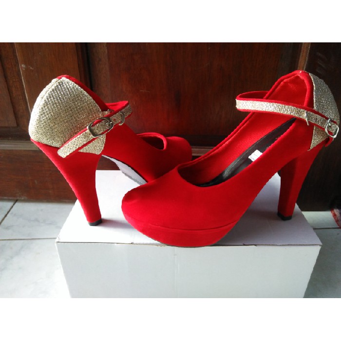 HEELS GLAMOUR MERAH / SEPATU PESTA WANITA