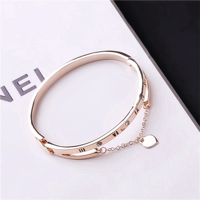 Gelang Wanita Rumbai Elegant Romawi Kristal Bangle Titanium Anti Karat Korea Perhiasan Aksesoris