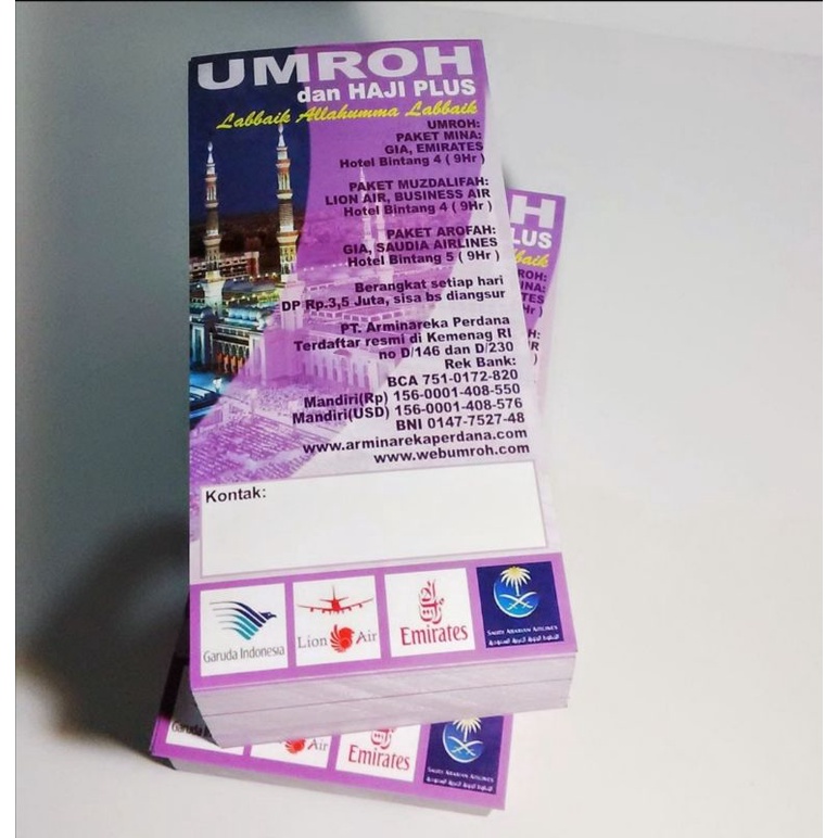 

CETAK BROSUR 1/3 A4 PAMFLET 1/3 A4 AP 120 GSM FULL COLOR