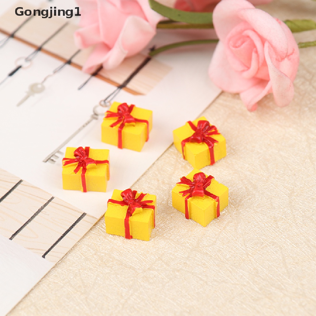 Gongjing1 5PCS / Set Mainan Miniatur Kotak Hadiah Skala 1: 12 Untuk Dekorasi Rumah Boneka