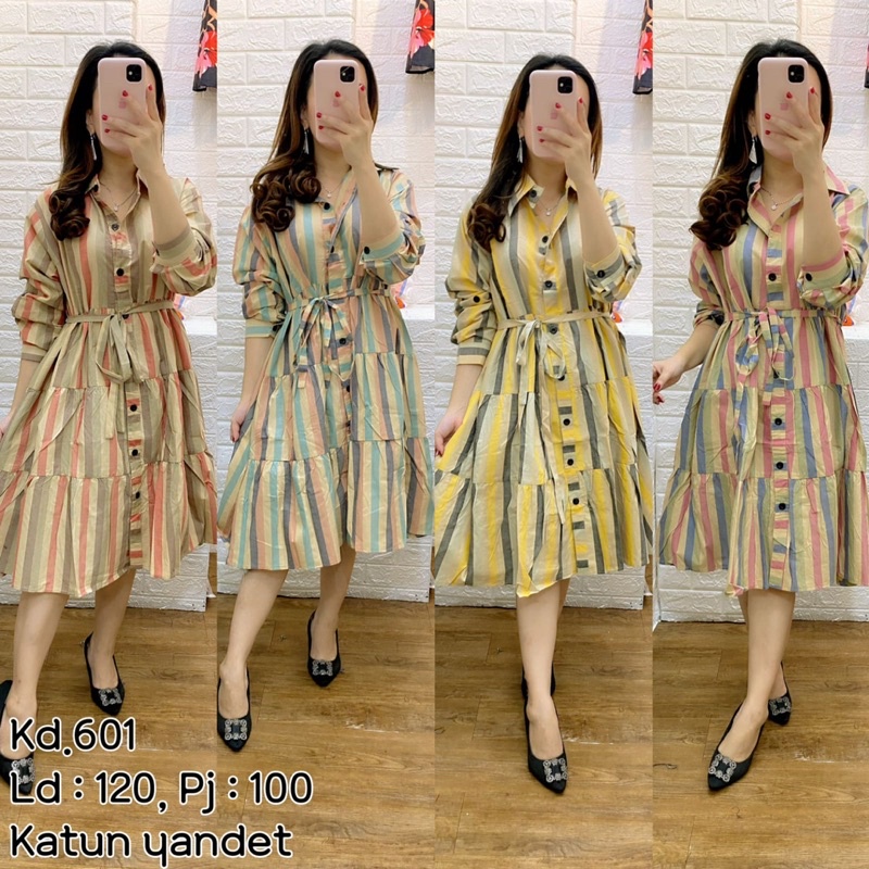 Dress wanita salur pelangi size JUMBO