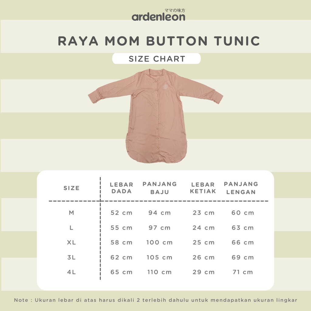 Ardenleon Raya Collection Mom Button Tunic Baju Muslim Atasan Lengan Panjang Wanita Dewasa
