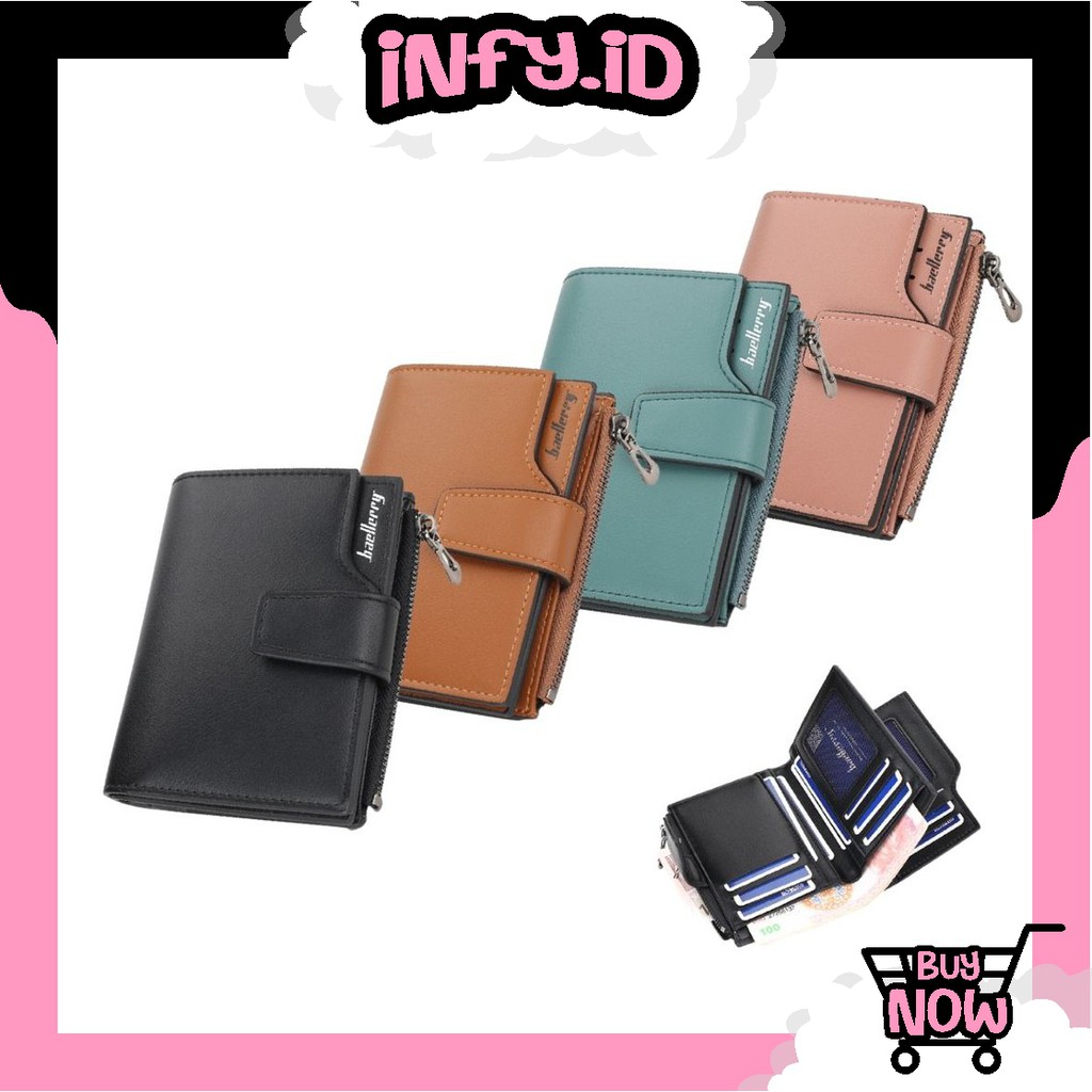 INFY - DOMPET BAELLERRY LIPAT WANITA IMPORT KULIT ORIGINAL KECIL EZANA PENDEK SLOT KARTU KOREA D041
