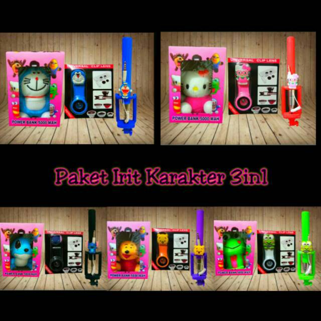 Paket Irit Powerbank Karakter 3in ( Powerbank Boneka