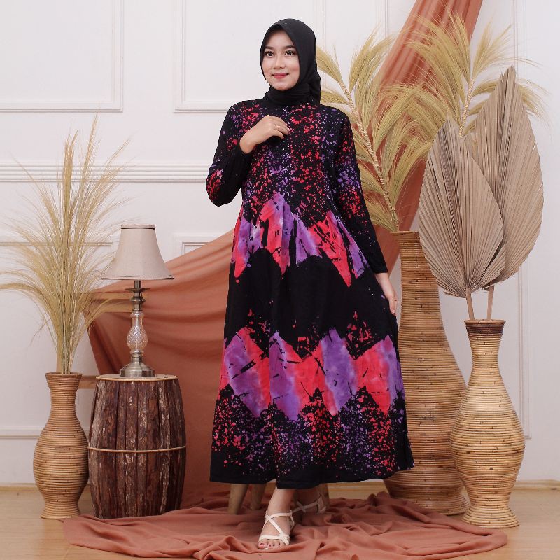 Promo Gamis Jersey Busui Motif Diskon